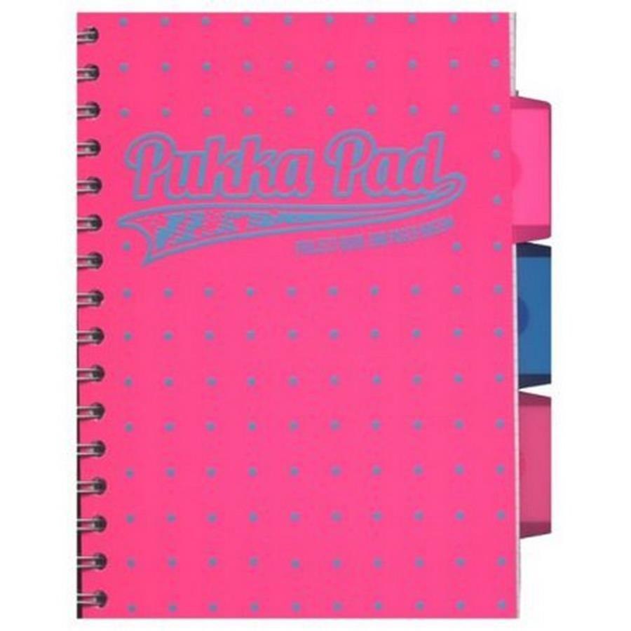 LIBRETA A5 100 HOJAS FELPA PVC ROSA FLUO PUKKA 8472-NEO